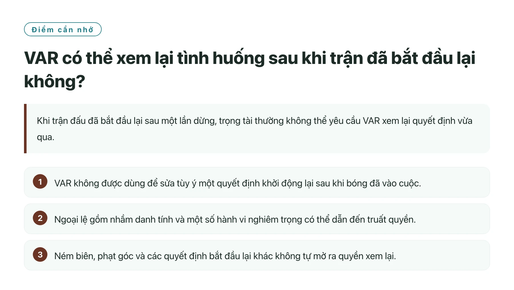 VAR có thể xem lại tình huống sau khi trận đã bắt đầu lại không?——全文要点速览