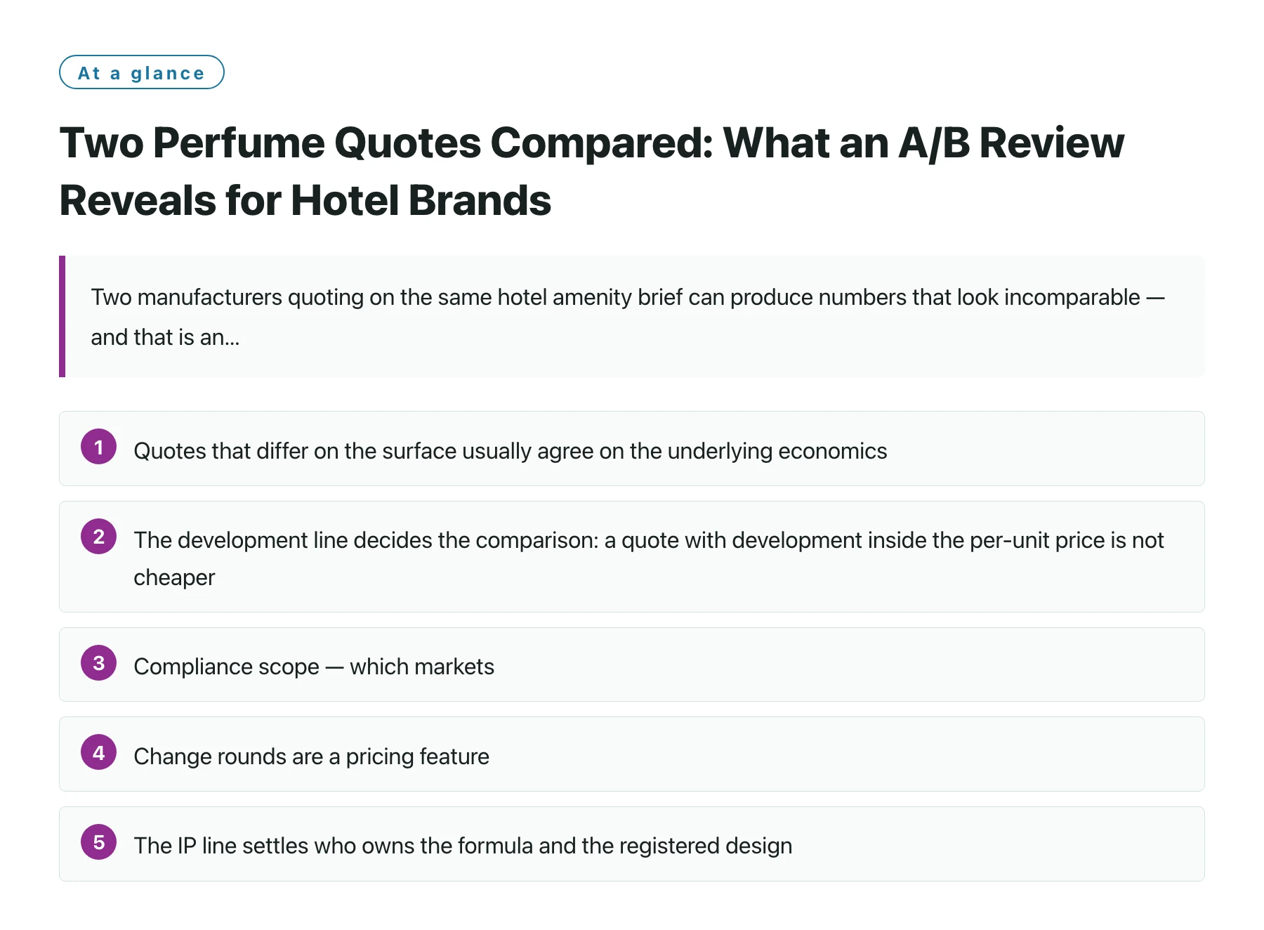Two Perfume Quotes Compared: What an A/B Review Reveals for Hotel Brands——全文要点速览